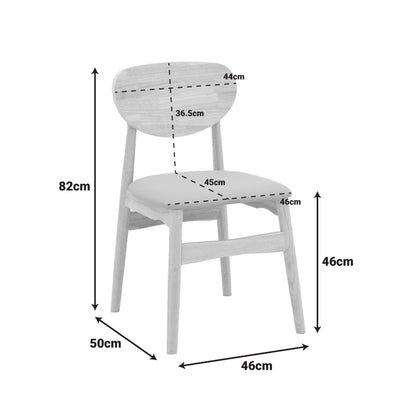 Cardith chair rubberwood-plywood in natural shade-grey beige fabric 48x51x78cm