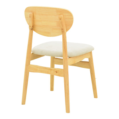Cardith chair rubberwood-plywood in natural shade-grey beige fabric 48x51x78cm