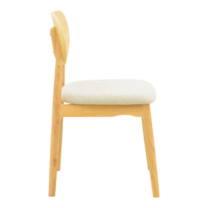 Cardith chair rubberwood-plywood in natural shade-grey beige fabric 48x51x78cm