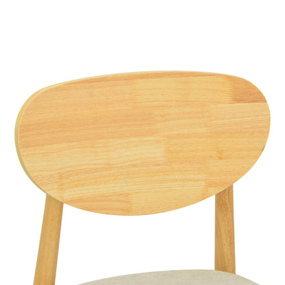 Cardith chair rubberwood-plywood in natural shade-grey beige fabric 48x51x78cm