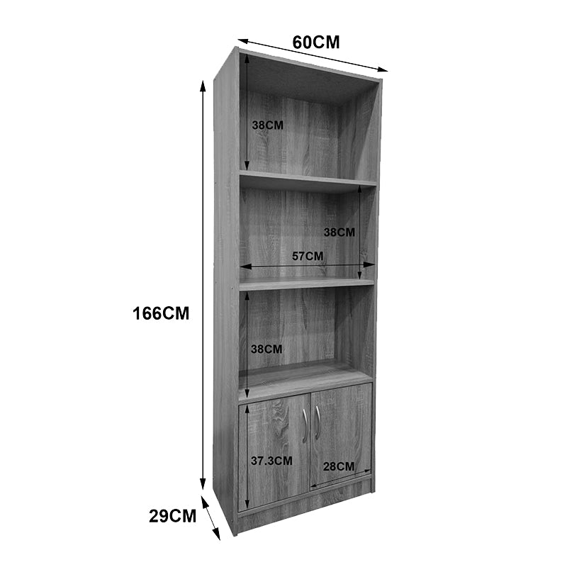 Tekaro bookcase in sonoma shade 60x29x166cm