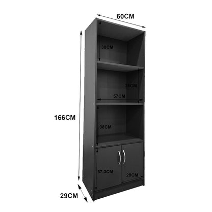 Tekaro bookcase in anthracite shade 60x29x166cm