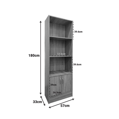 Tekaro bookcase in anthracite shade 57x33x180cm