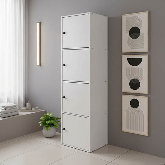Gabino column cabinet in white shade 40x39x158cm