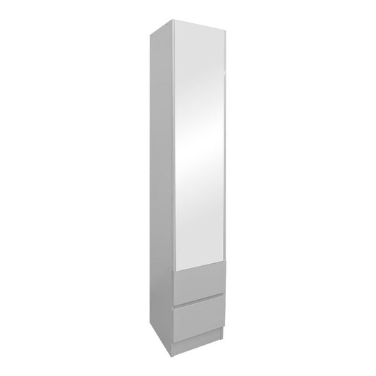 Lostro column cabinet with mirror in white 29.5x30x164.5cm