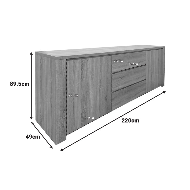 Kalya buffet in anthracite shade 220x49x89.5cm