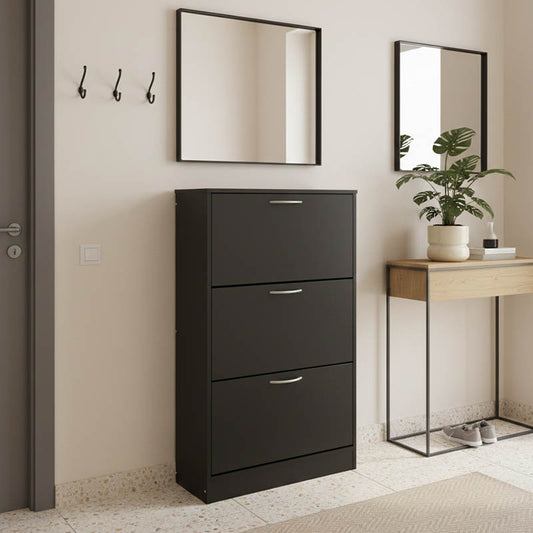 Shoe rack Savaz in anthracite 60x24x114cm