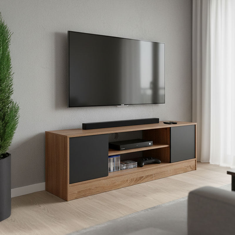 Sasa pakoworld TV cabinet in oak-anthracite shade 120x35x41.5cm