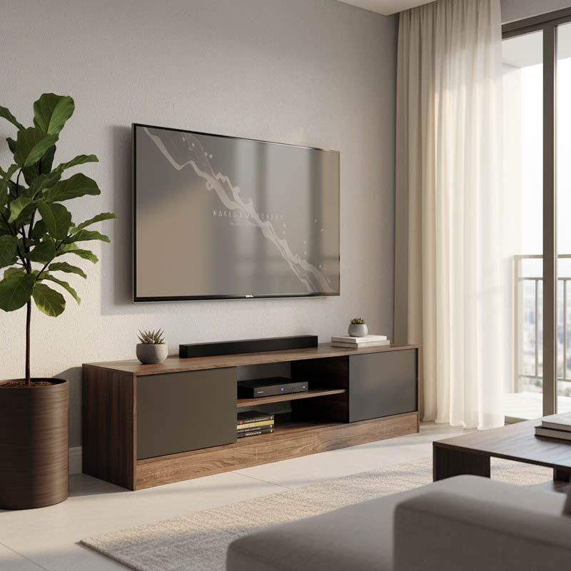 Sasa pakoworld TV cabinet in oak-anthracite shade 150x35x41.5cm