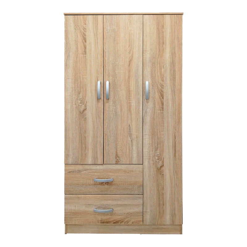 Three-door wardrobe with 2 drawers Athos pakoworld in sonoma color 90x42x180cm