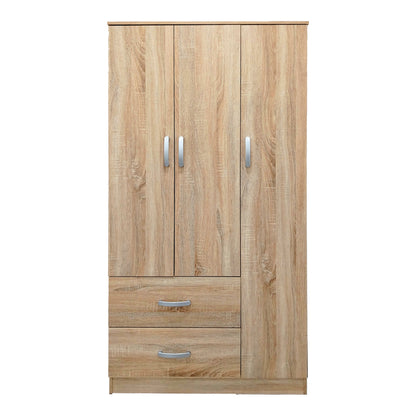 Three-door wardrobe with 2 drawers Athos pakoworld in sonoma color 90x42x180cm