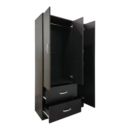 Three-door wardrobe with 2 drawers Athos pakoworld in wenge color 90x42x180cm