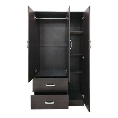 Three-door wardrobe with 2 drawers Athos pakoworld in wenge color 90x42x180cm