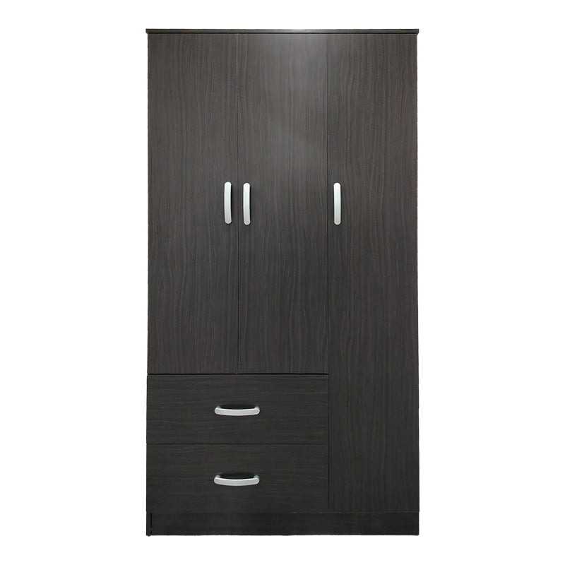 Three-door wardrobe with 2 drawers Athos pakoworld in wenge color 90x42x180cm