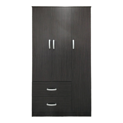 Three-door wardrobe with 2 drawers Athos pakoworld in wenge color 90x42x180cm