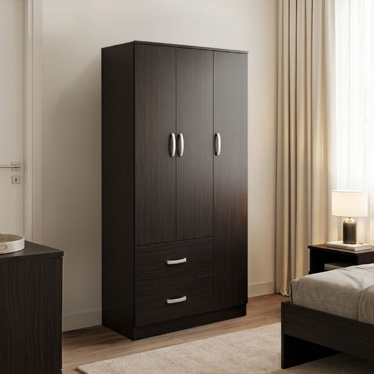 Three-door wardrobe with 2 drawers Athos in wenge color 90x42x180cm