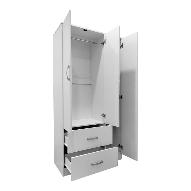 Three-door wardrobe with 2 drawers Athos pakoworld in white color 90x42x180cm