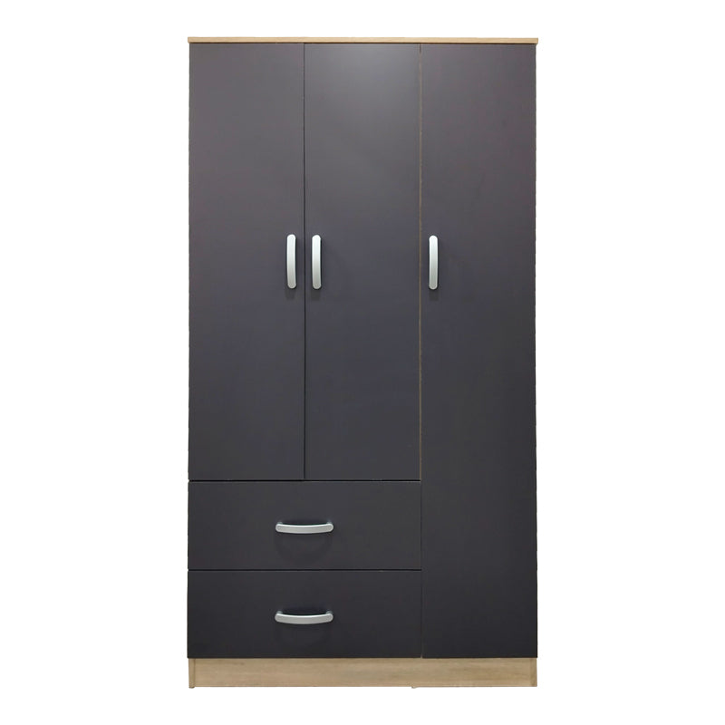 Three-door wardrobe with 2 drawers Athos pakoworld in sonoma-dark grey color 90x42x180cm
