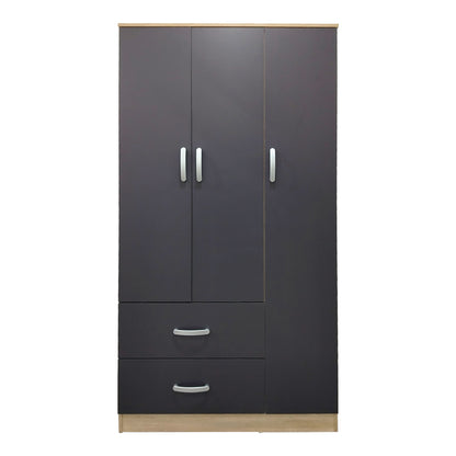 Three-door wardrobe with 2 drawers Athos pakoworld in sonoma-dark grey color 90x42x180cm