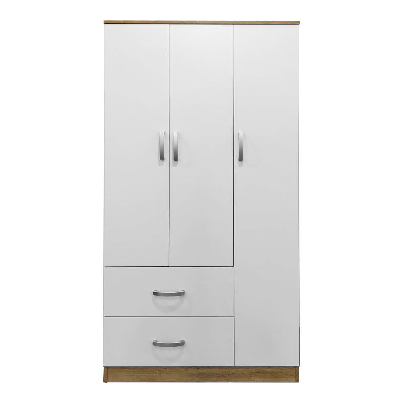 Three-door wardrobe with 2 drawers Athos pakoworld in sonoma-white color 90x42x180cm