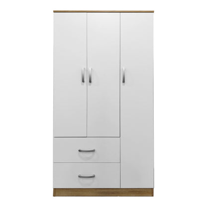 Three-door wardrobe with 2 drawers Athos pakoworld in sonoma-white color 90x42x180cm
