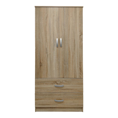 Two-door wardrobe with 2 drawers Athos pakoworld in sonoma color 80x42x180cm