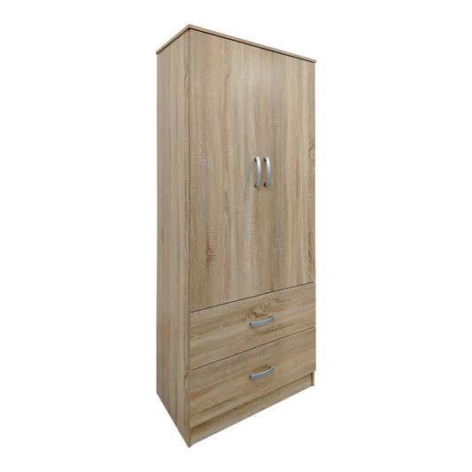 Two-door wardrobe with 2 drawers Athos in sonoma color 80x42x180cm