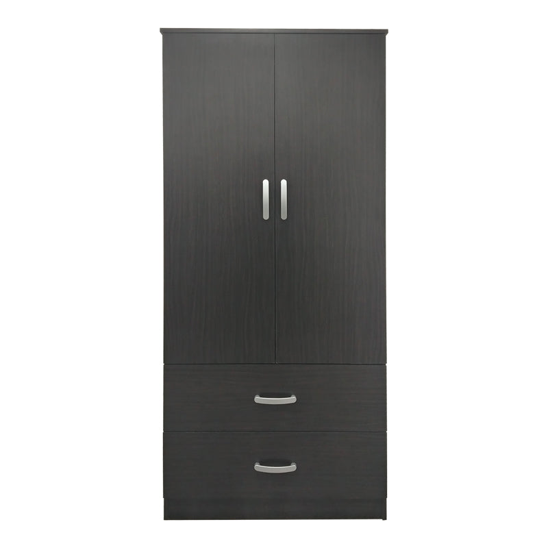 Two-door wardrobe with 2 drawers Athos pakoworld in wenge color 80x42x180cm
