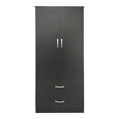 Two-door wardrobe with 2 drawers Athos pakoworld in wenge color 80x42x180cm