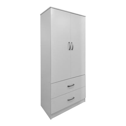 Two-door wardrobe with 2 drawers Athos pakoworld in white color 80x42x180cm