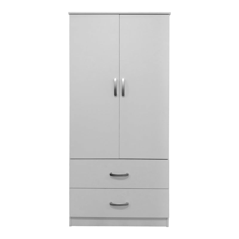 Two-door wardrobe with 2 drawers Athos pakoworld in white color 80x42x180cm