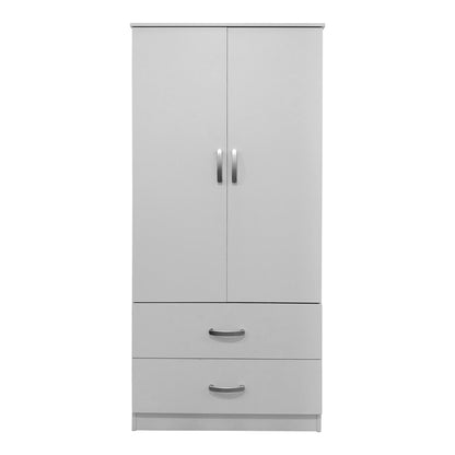 Two-door wardrobe with 2 drawers Athos pakoworld in white color 80x42x180cm