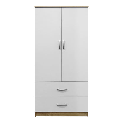 Two-door wardrobe with 2 drawers Athos pakoworld in sonoma-white color 80x42x180cm