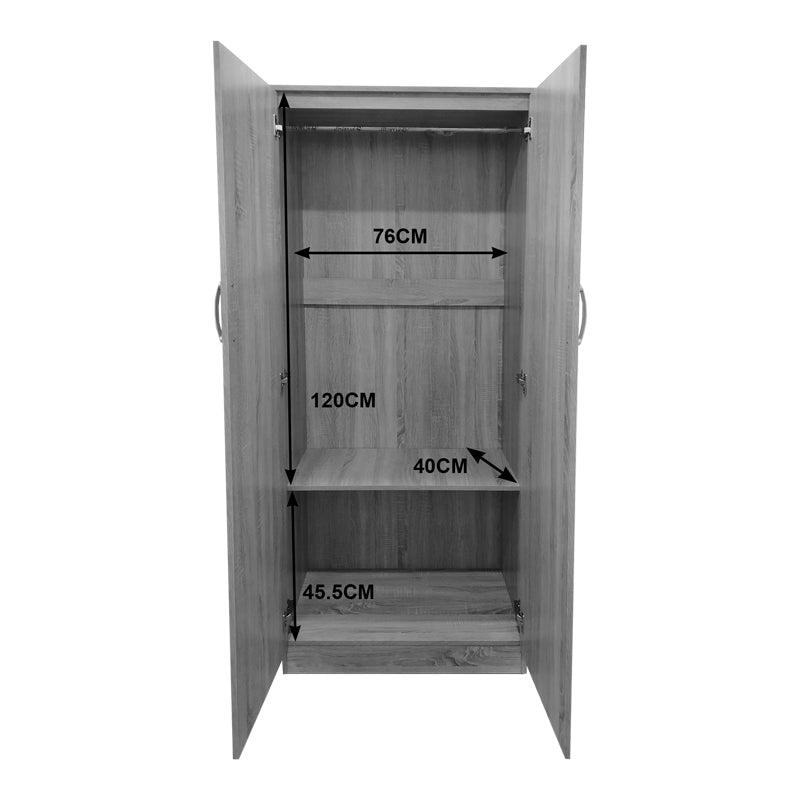 Two-door wardrobe Athos pakoworld in white color 80x42x180cm