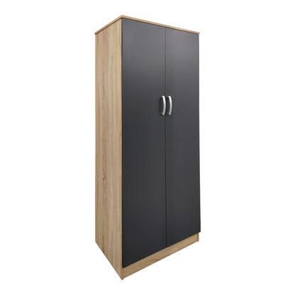 Two-door wardrobe Athos pakoworld in sonoma-dark grey color 80x42x180cm