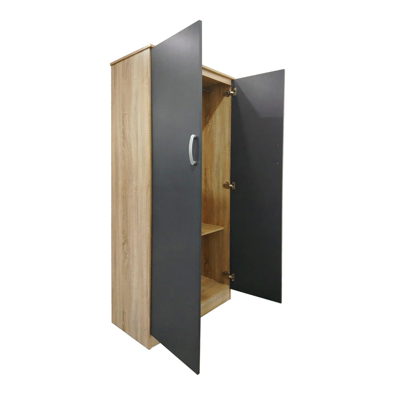 Two-door wardrobe Athos pakoworld in sonoma-dark grey color 80x42x180cm