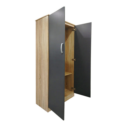 Two-door wardrobe Athos pakoworld in sonoma-dark grey color 80x42x180cm