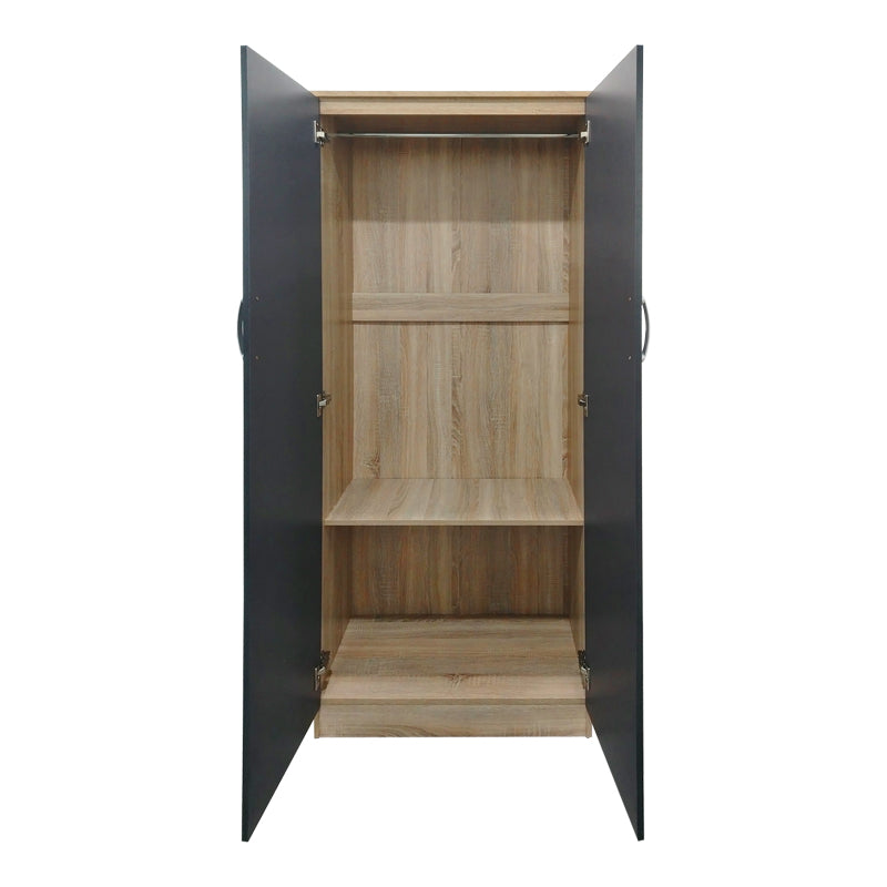 Two-door wardrobe Athos pakoworld in sonoma-dark grey color 80x42x180cm