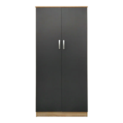 Two-door wardrobe Athos pakoworld in sonoma-dark grey color 80x42x180cm