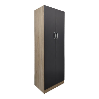 Two-door wardrobe Athos pakoworld in sonoma-dark grey color 60x42x180cm