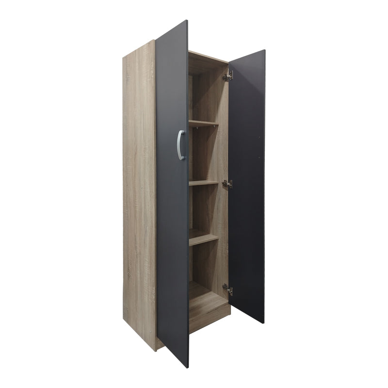 Two-door wardrobe Athos pakoworld in sonoma-dark grey color 60x42x180cm