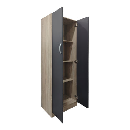 Two-door wardrobe Athos pakoworld in sonoma-dark grey color 60x42x180cm