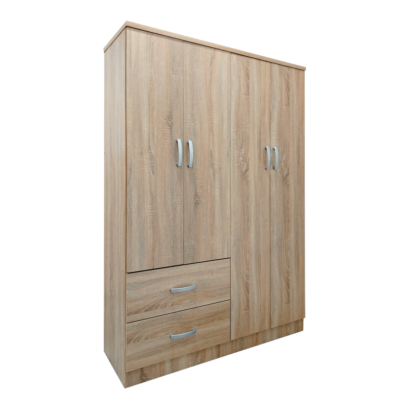 Four-door wardrobe with 2 drawers Athos pakoworld in sonoma color 120.5x42x181cm