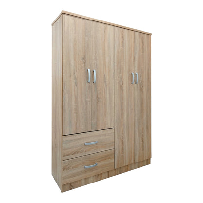 Four-door wardrobe with 2 drawers Athos pakoworld in sonoma color 120.5x42x181cm