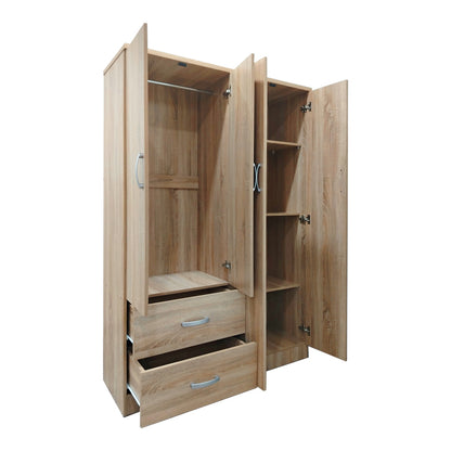 Four-door wardrobe with 2 drawers Athos pakoworld in sonoma color 120.5x42x181cm