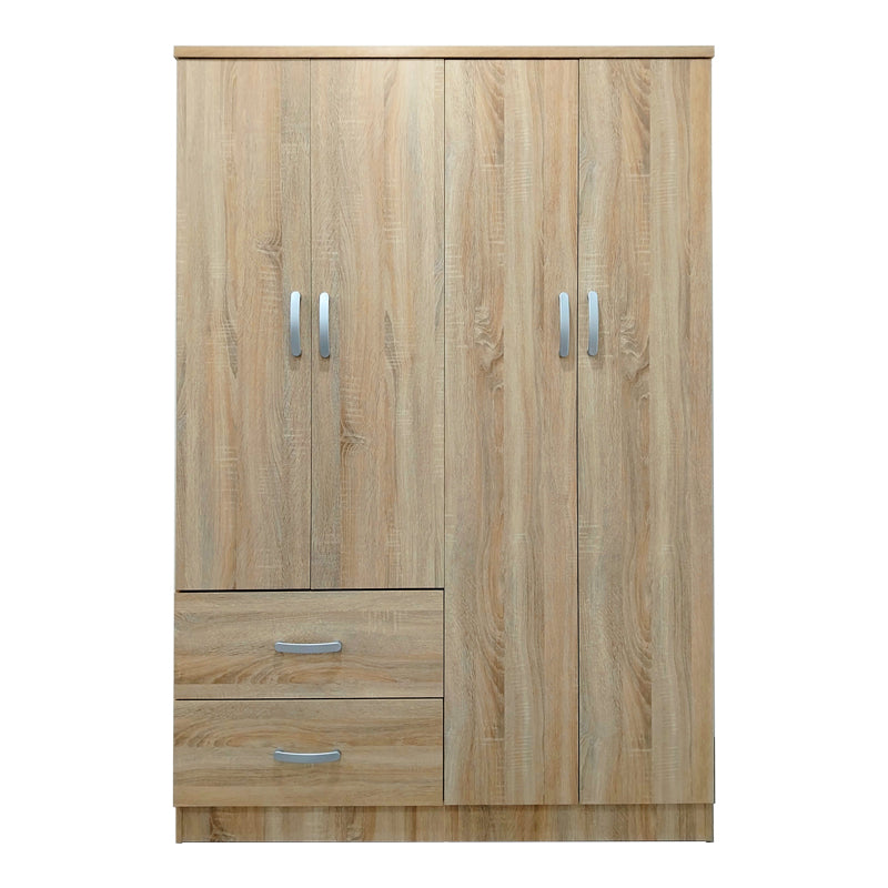 Four-door wardrobe with 2 drawers Athos pakoworld in sonoma color 120.5x42x181cm