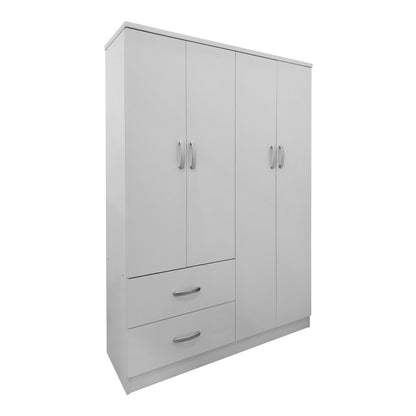 Four-door wardrobe with 2 drawers Athos in white color 120.5x42x181cm
