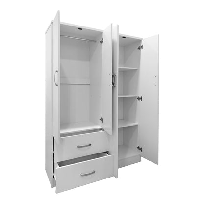 Four-door wardrobe with 2 drawers Athos in white color 120.5x42x181cm
