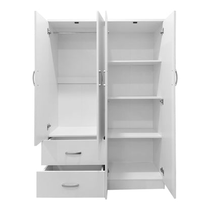 Four-door wardrobe with 2 drawers Athos in white color 120.5x42x181cm
