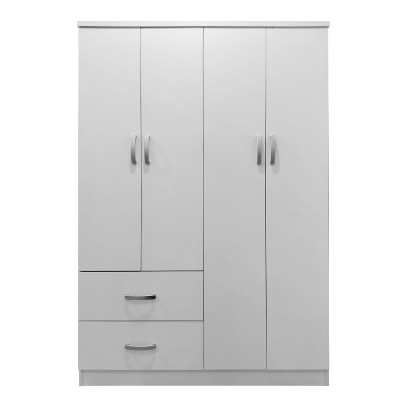 Four-door wardrobe with 2 drawers Athos in white color 120.5x42x181cm